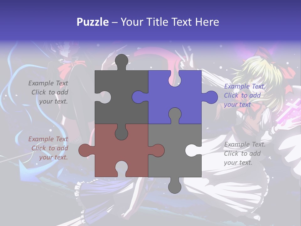 A Group Of Anime Girls In Front Of A Purple Background PowerPoint Template