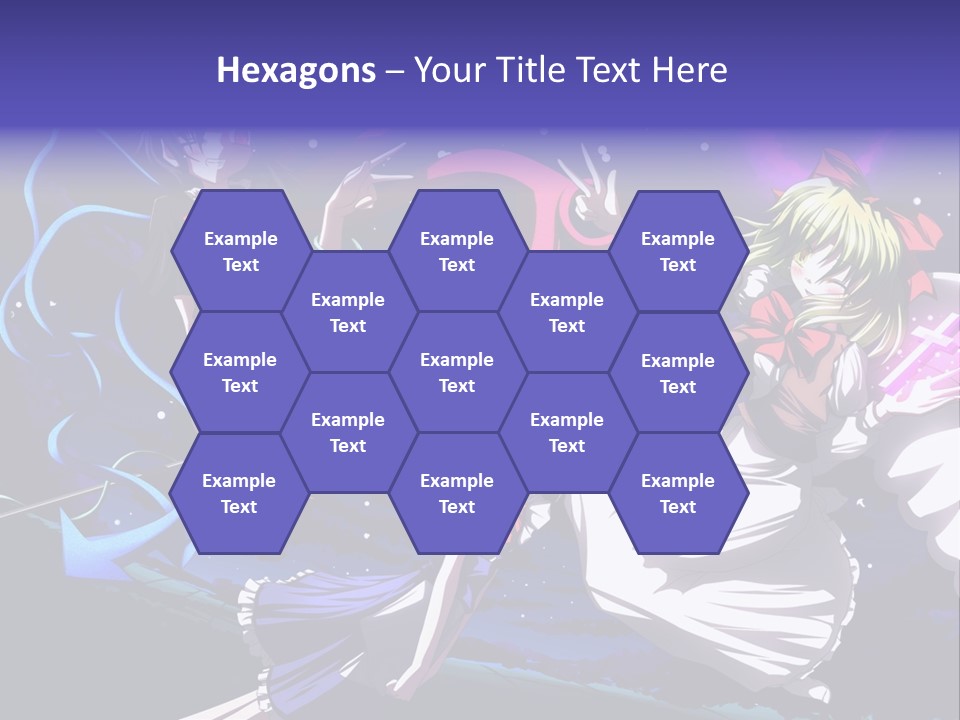 A Group Of Anime Girls In Front Of A Purple Background PowerPoint Template