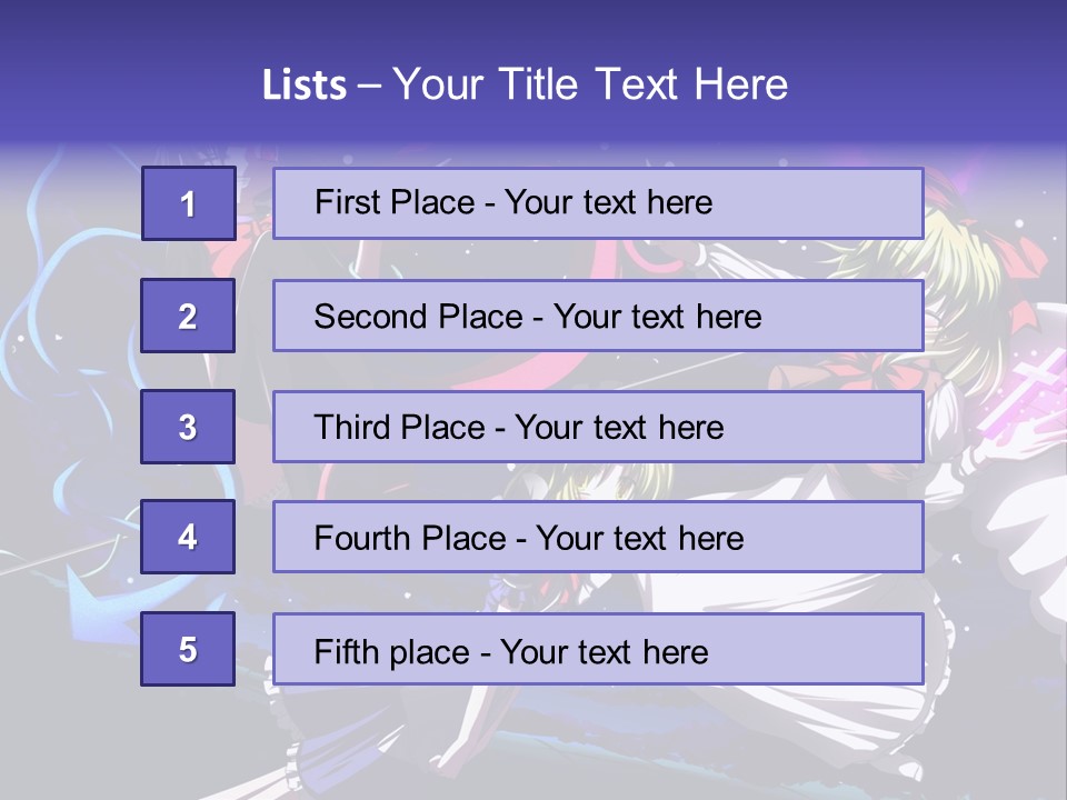 A Group Of Anime Girls In Front Of A Purple Background PowerPoint Template