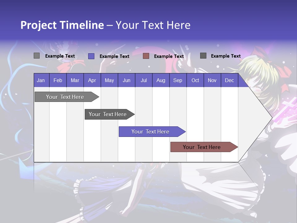 A Group Of Anime Girls In Front Of A Purple Background PowerPoint Template