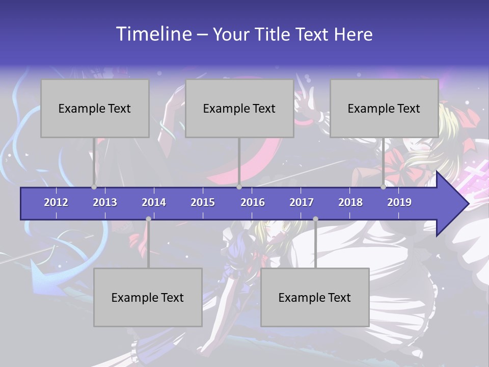 A Group Of Anime Girls In Front Of A Purple Background PowerPoint Template
