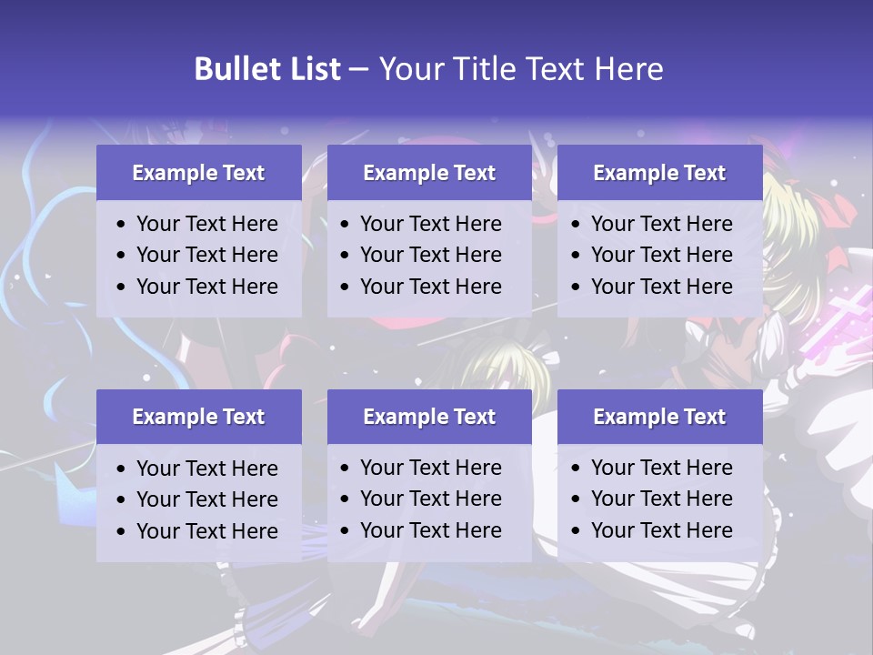 A Group Of Anime Girls In Front Of A Purple Background PowerPoint Template