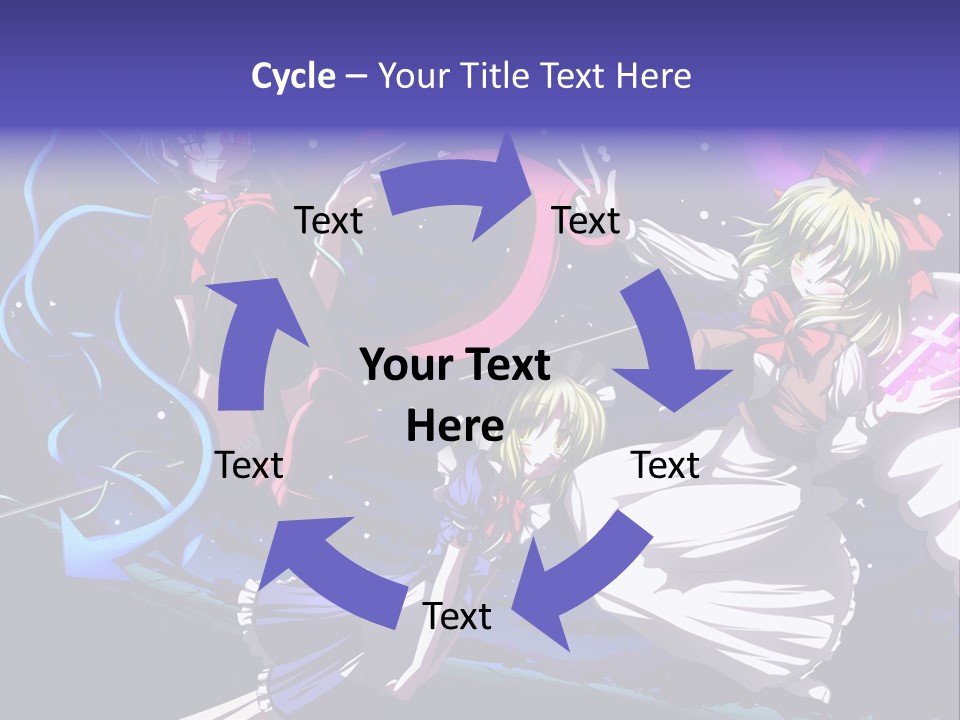 A Group Of Anime Girls In Front Of A Purple Background PowerPoint Template