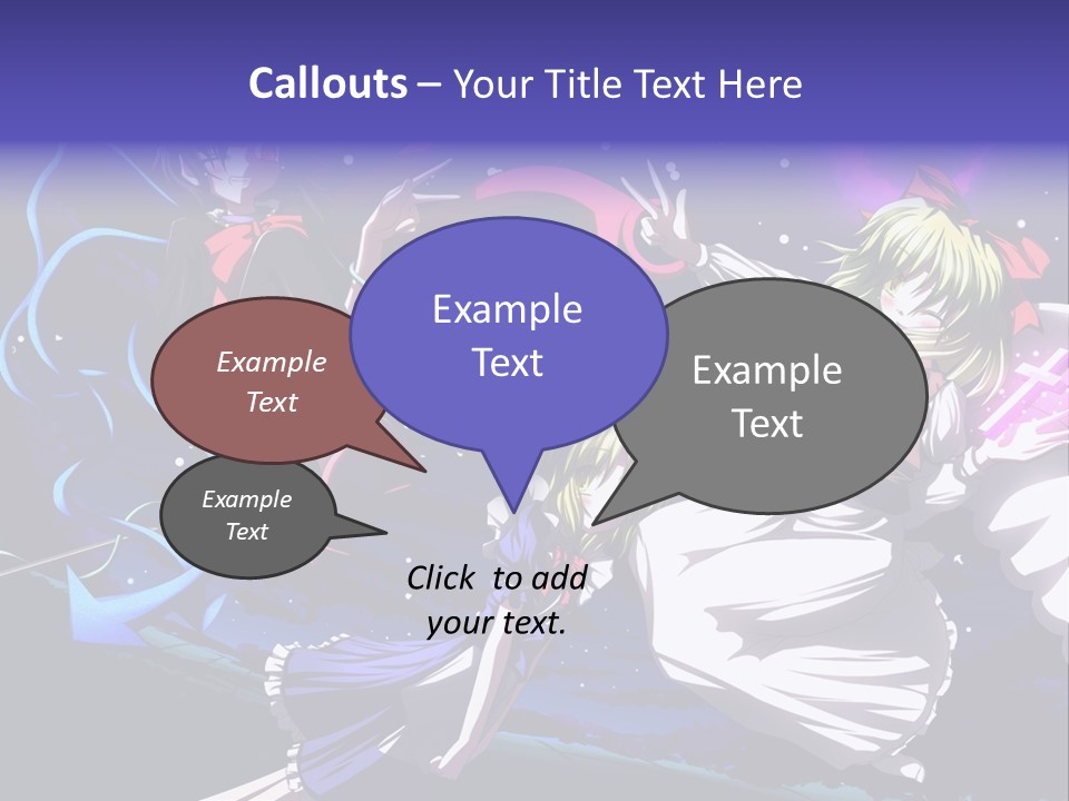 A Group Of Anime Girls In Front Of A Purple Background PowerPoint Template