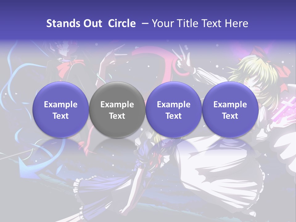 A Group Of Anime Girls In Front Of A Purple Background PowerPoint Template