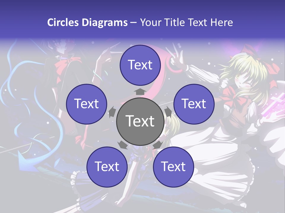 A Group Of Anime Girls In Front Of A Purple Background PowerPoint Template