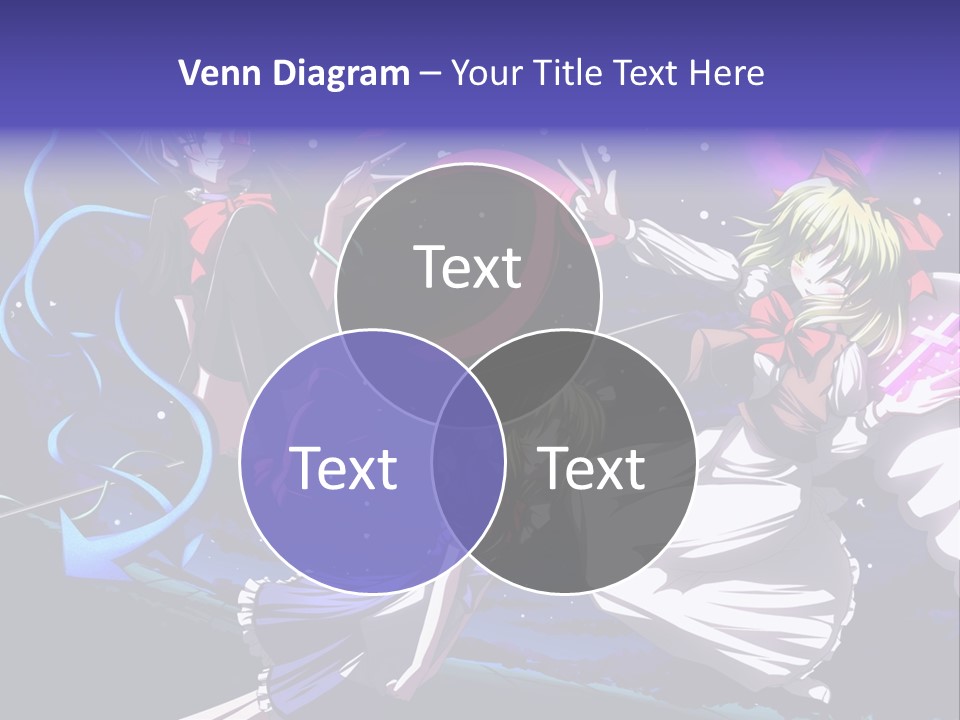 A Group Of Anime Girls In Front Of A Purple Background PowerPoint Template