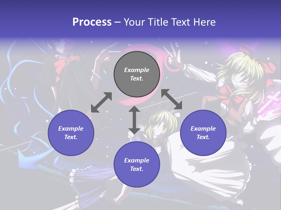 A Group Of Anime Girls In Front Of A Purple Background PowerPoint Template