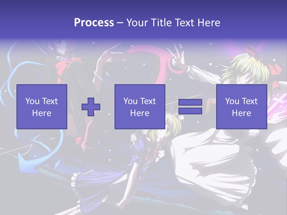 A Group Of Anime Girls In Front Of A Purple Background PowerPoint Template