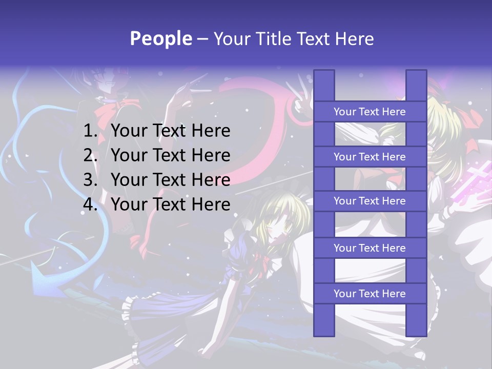 A Group Of Anime Girls In Front Of A Purple Background PowerPoint Template