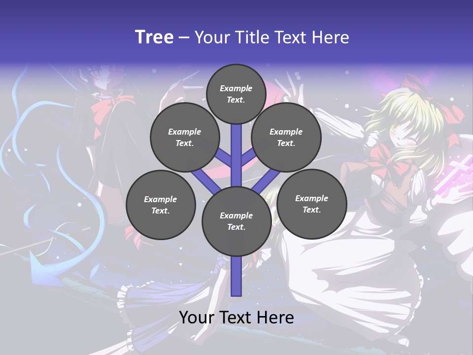 A Group Of Anime Girls In Front Of A Purple Background PowerPoint Template