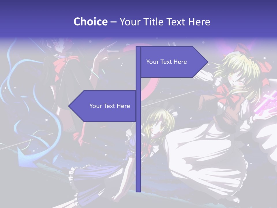 A Group Of Anime Girls In Front Of A Purple Background PowerPoint Template