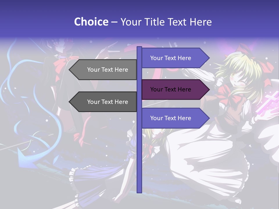 A Group Of Anime Girls In Front Of A Purple Background PowerPoint Template