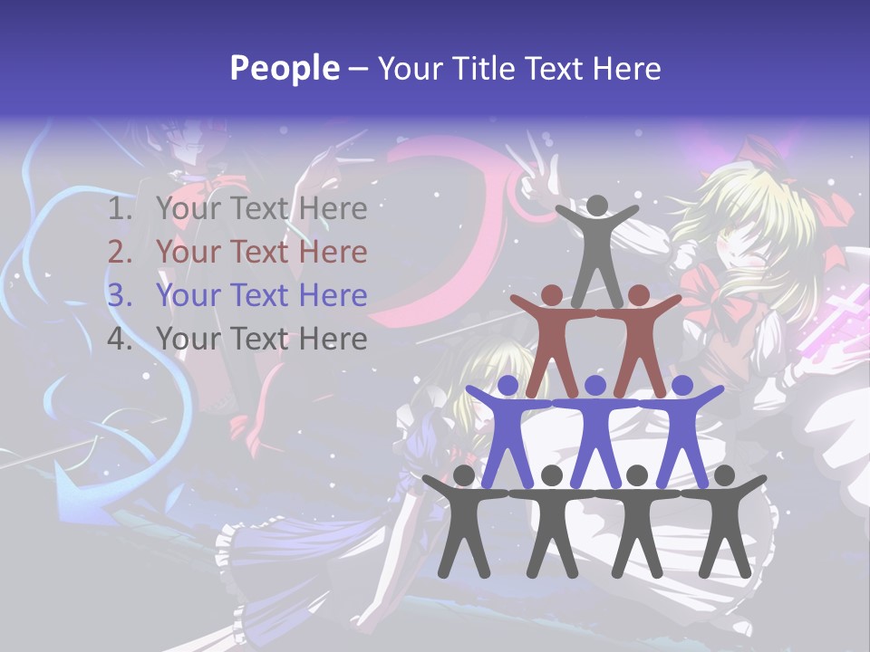 A Group Of Anime Girls In Front Of A Purple Background PowerPoint Template