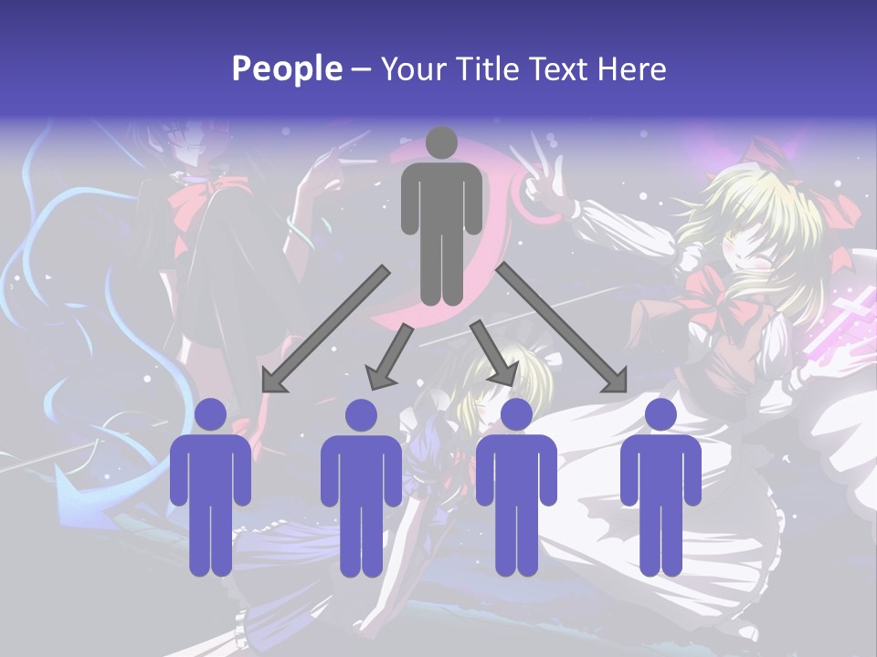 A Group Of Anime Girls In Front Of A Purple Background PowerPoint Template