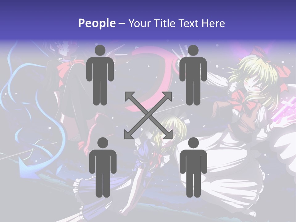 A Group Of Anime Girls In Front Of A Purple Background PowerPoint Template