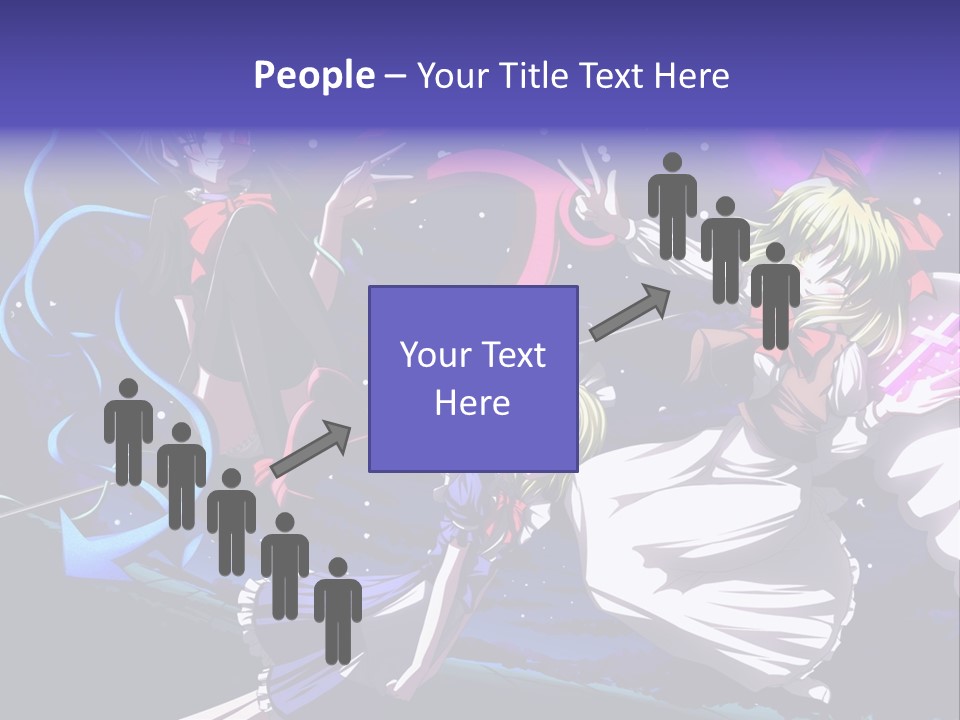 A Group Of Anime Girls In Front Of A Purple Background PowerPoint Template