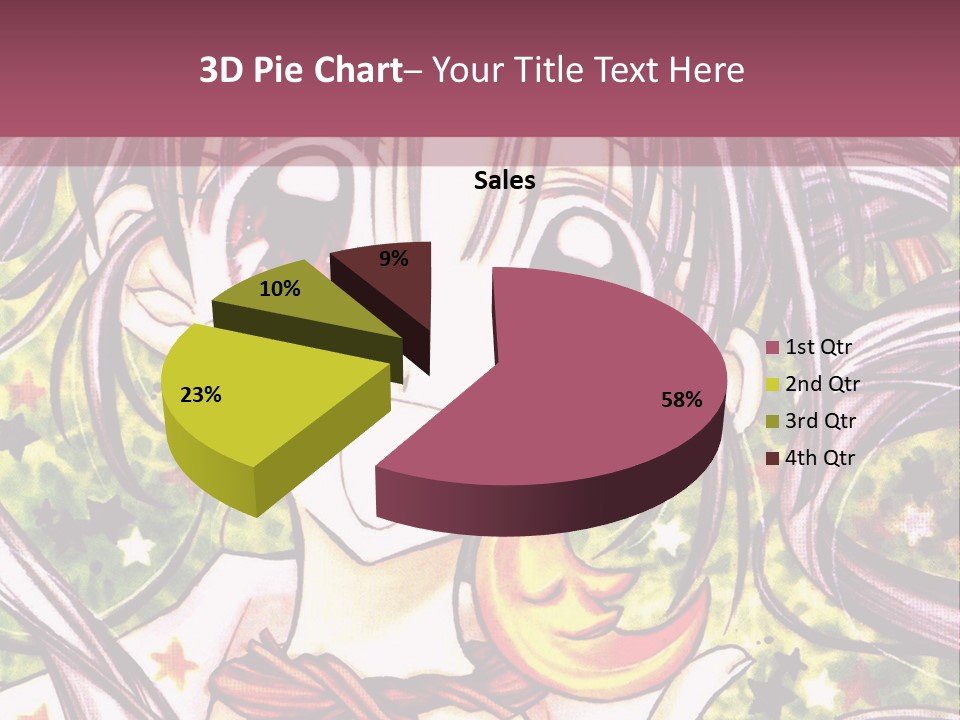 A Girl With Long Hair Holding A Crescent In Her Hand PowerPoint Template