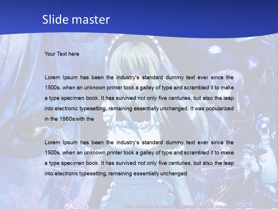 A Girl With Long Hair Standing In Front Of A Blue Background PowerPoint Template