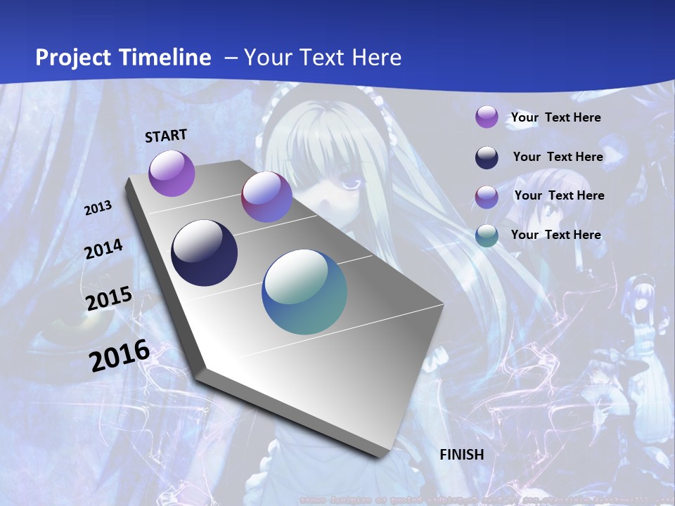 A Girl With Long Hair Standing In Front Of A Blue Background PowerPoint Template