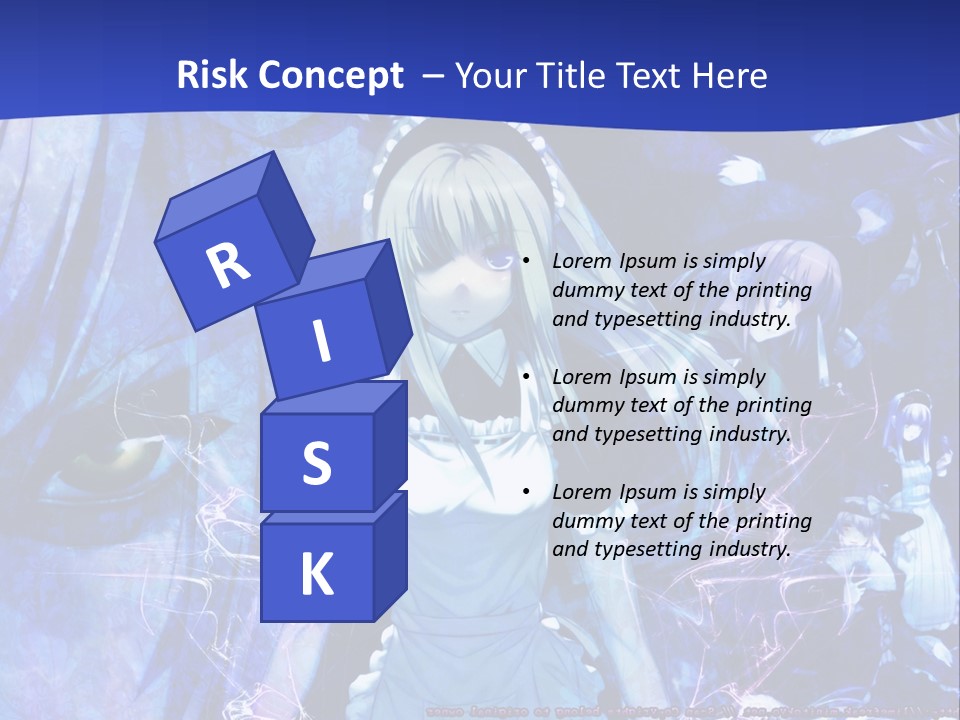 A Girl With Long Hair Standing In Front Of A Blue Background PowerPoint Template