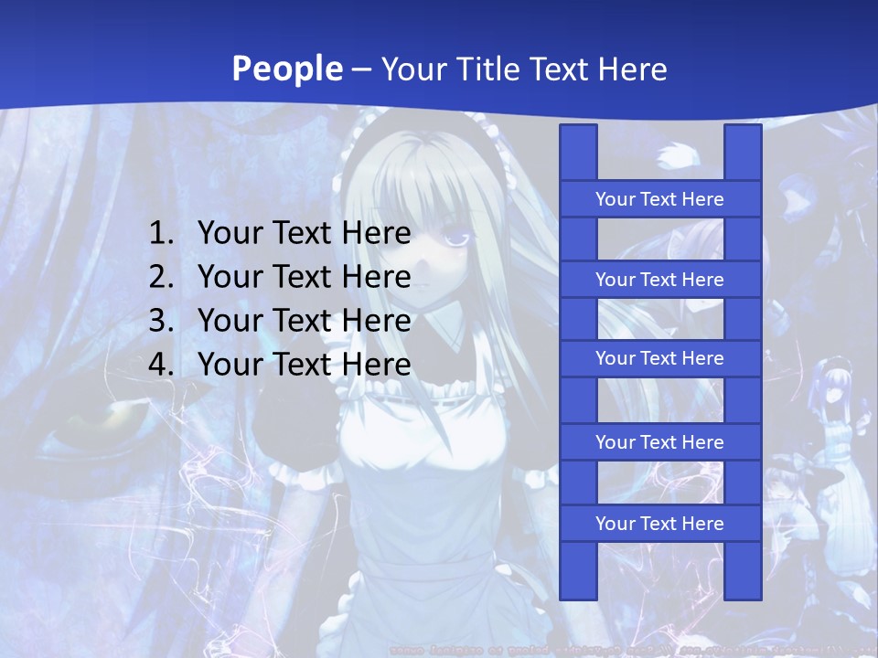 A Girl With Long Hair Standing In Front Of A Blue Background PowerPoint Template