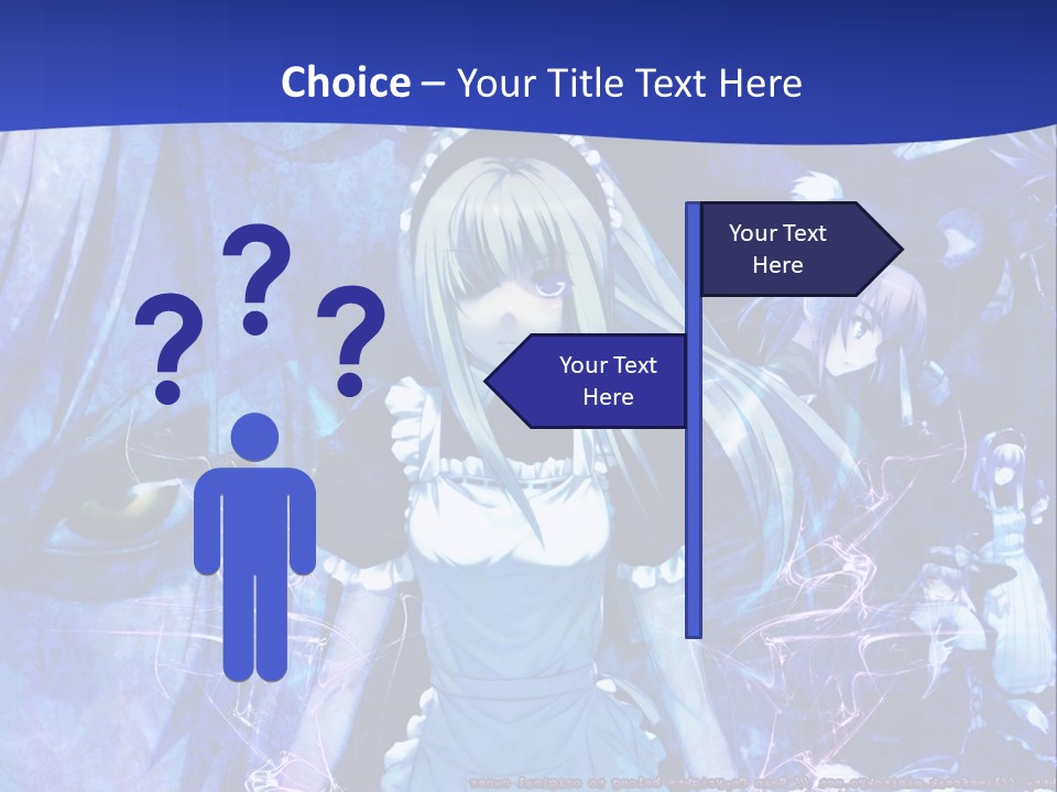 A Girl With Long Hair Standing In Front Of A Blue Background PowerPoint Template