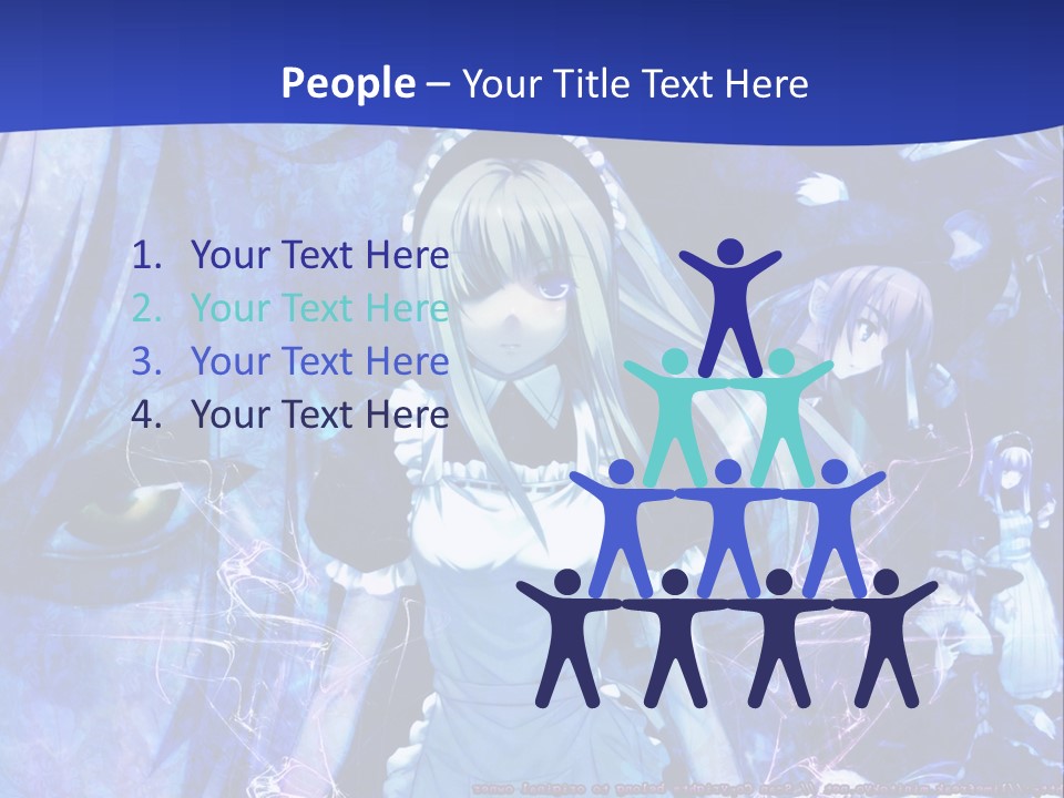 A Girl With Long Hair Standing In Front Of A Blue Background PowerPoint Template