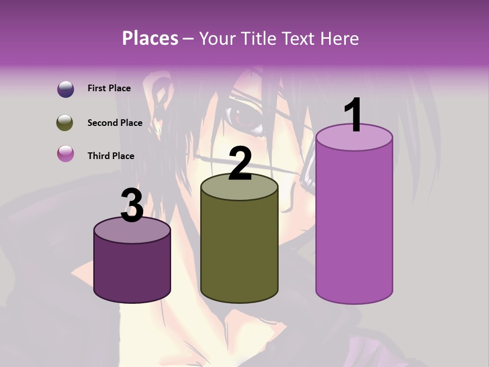 A Anime Character With Purple Hair And Glasses PowerPoint Template