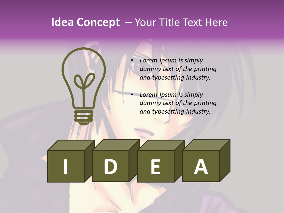A Anime Character With Purple Hair And Glasses PowerPoint Template