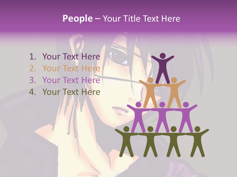 A Anime Character With Purple Hair And Glasses PowerPoint Template