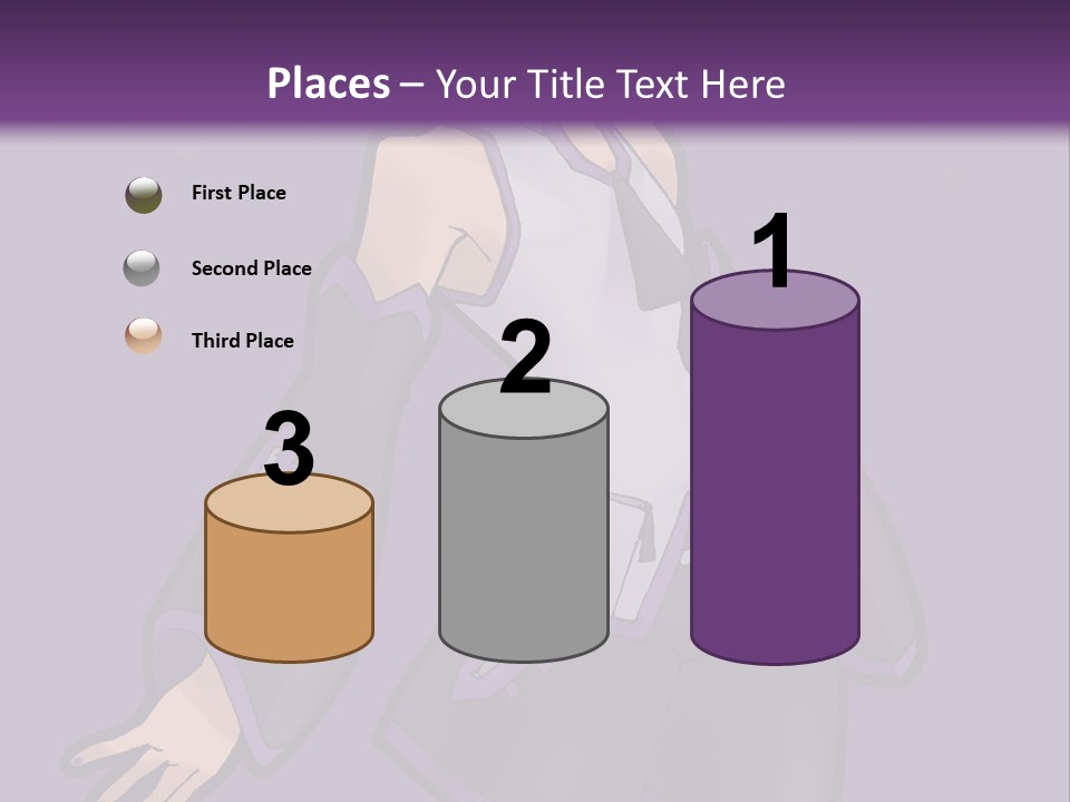 A Woman In A Short Skirt And Boots Is Standing In Front Of A Purple Background PowerPoint Template