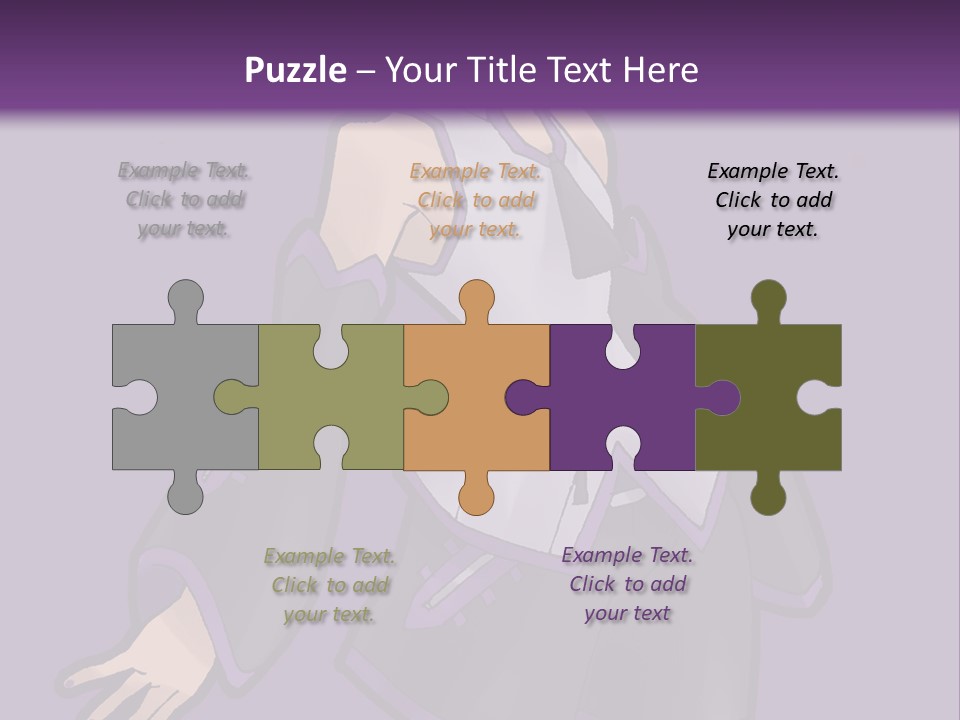 A Woman In A Short Skirt And Boots Is Standing In Front Of A Purple Background PowerPoint Template