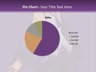 A Woman In A Short Skirt And Boots Is Standing In Front Of A Purple Background PowerPoint Template