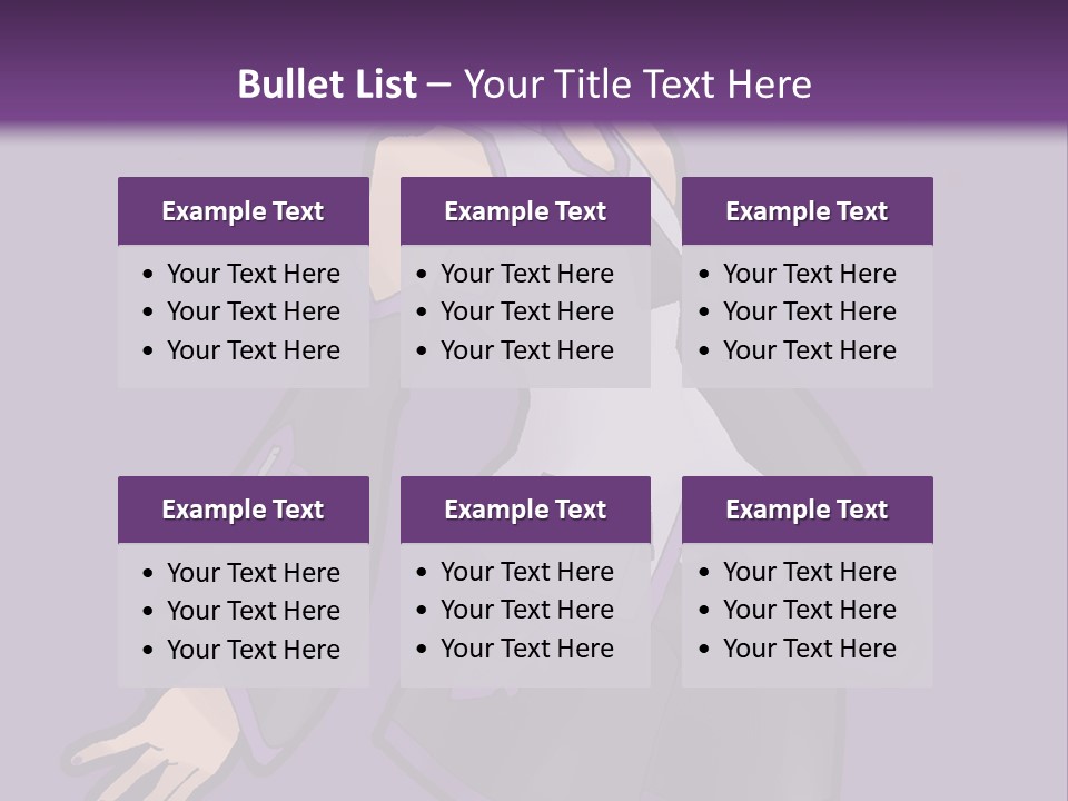 A Woman In A Short Skirt And Boots Is Standing In Front Of A Purple Background PowerPoint Template