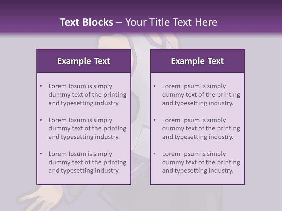 A Woman In A Short Skirt And Boots Is Standing In Front Of A Purple Background PowerPoint Template