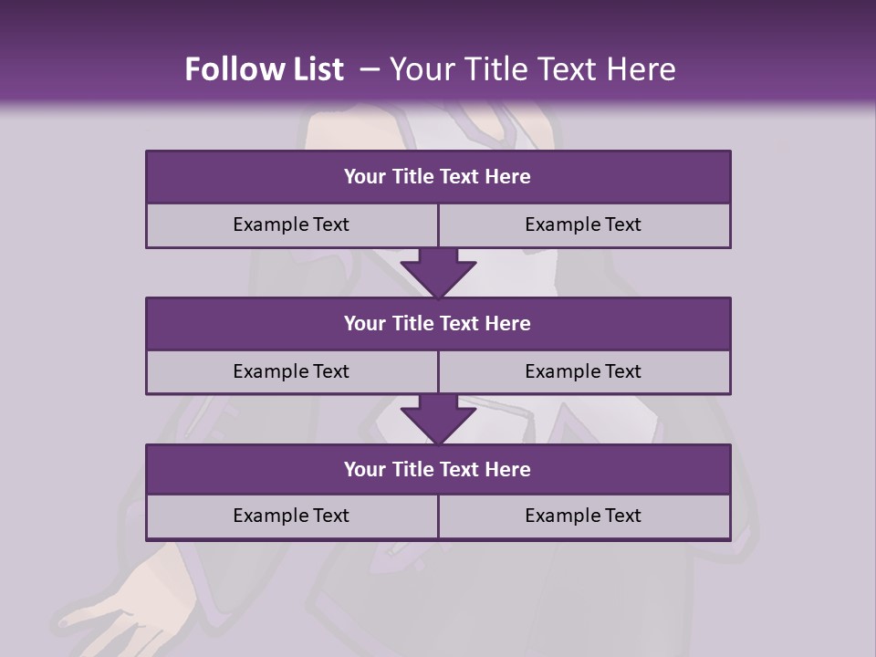 A Woman In A Short Skirt And Boots Is Standing In Front Of A Purple Background PowerPoint Template