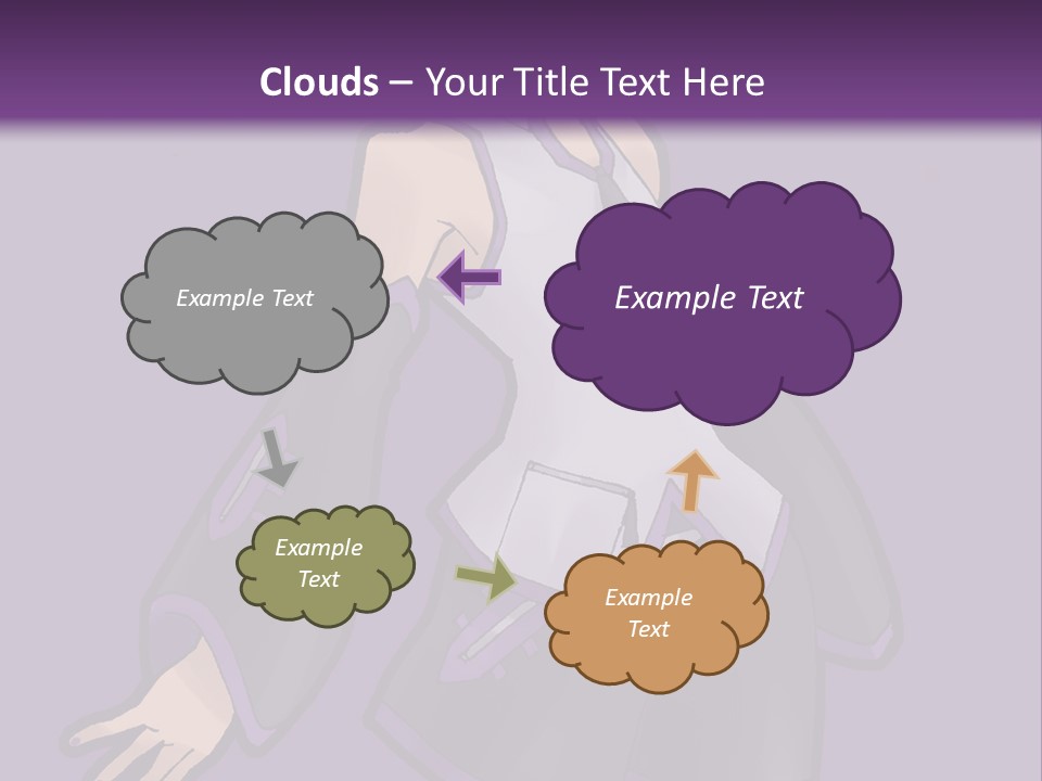A Woman In A Short Skirt And Boots Is Standing In Front Of A Purple Background PowerPoint Template