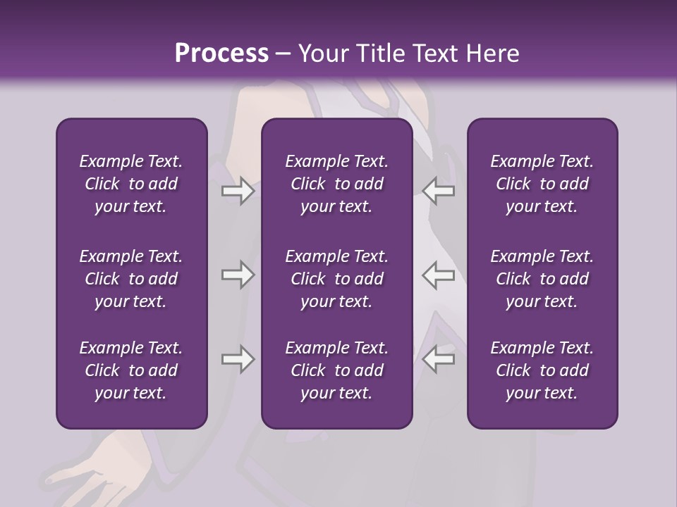 A Woman In A Short Skirt And Boots Is Standing In Front Of A Purple Background PowerPoint Template