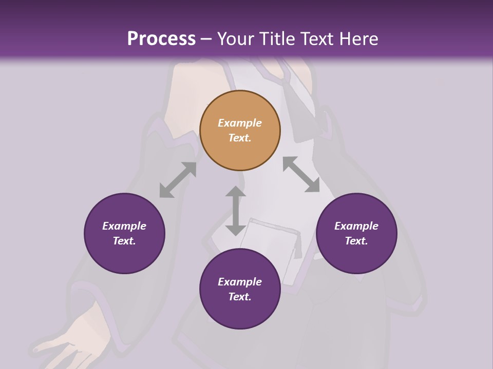 A Woman In A Short Skirt And Boots Is Standing In Front Of A Purple Background PowerPoint Template