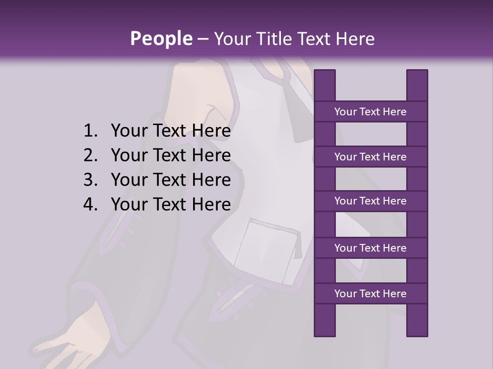 A Woman In A Short Skirt And Boots Is Standing In Front Of A Purple Background PowerPoint Template