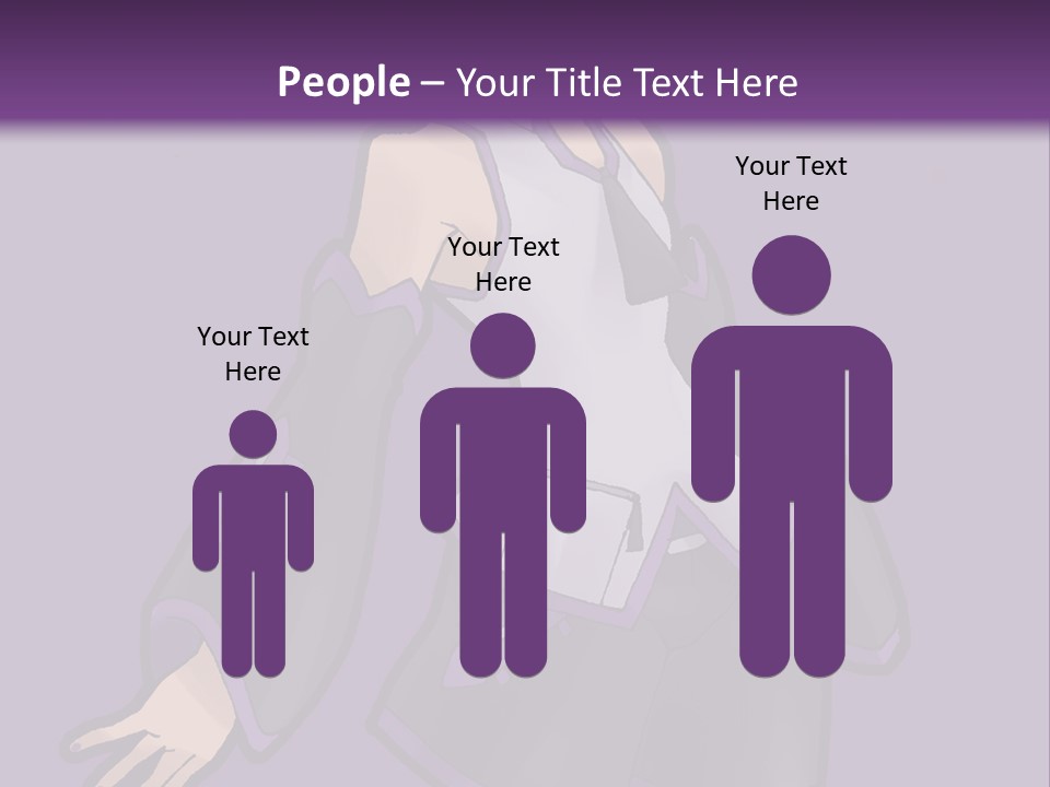 A Woman In A Short Skirt And Boots Is Standing In Front Of A Purple Background PowerPoint Template