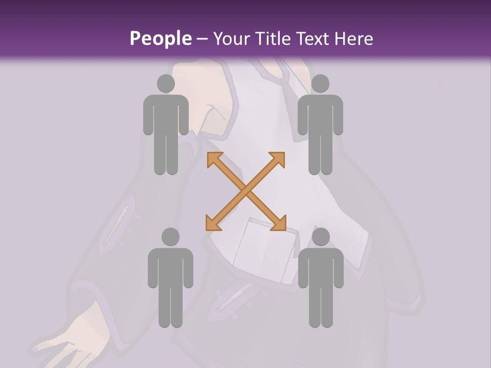 A Woman In A Short Skirt And Boots Is Standing In Front Of A Purple Background PowerPoint Template