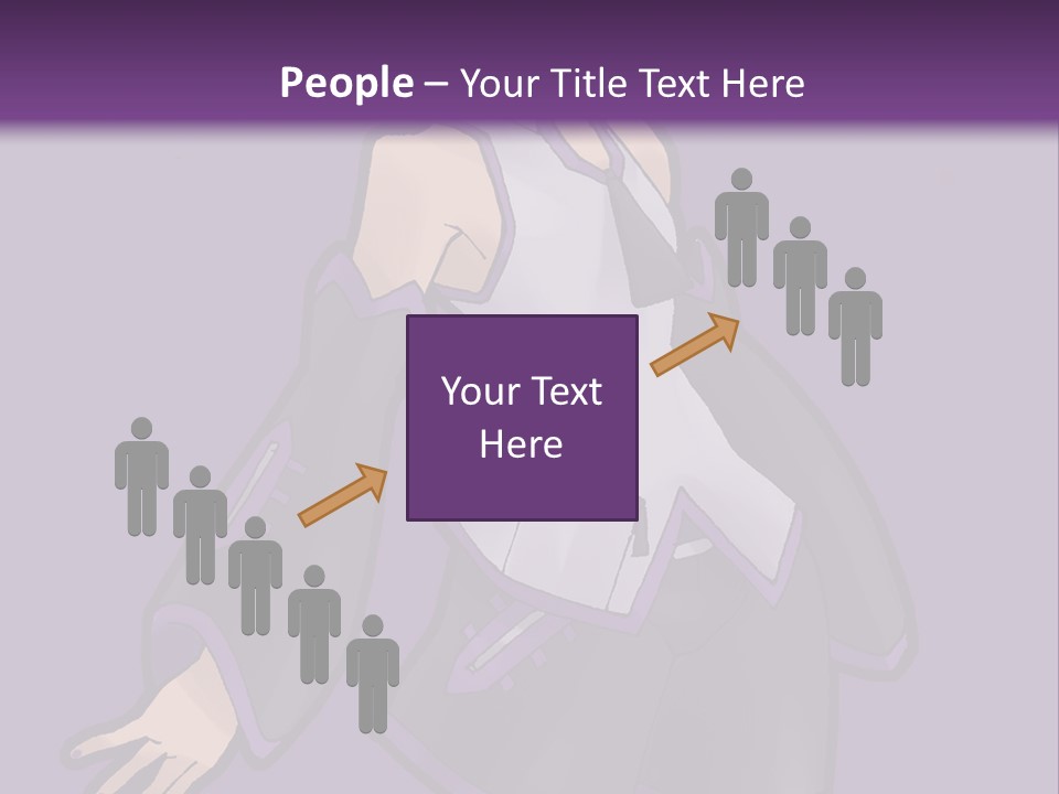 A Woman In A Short Skirt And Boots Is Standing In Front Of A Purple Background PowerPoint Template