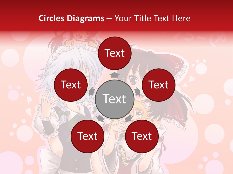 A Group Of Anime Girls Standing Next To Each Other PowerPoint Template