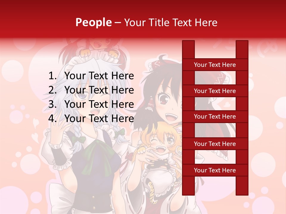 A Group Of Anime Girls Standing Next To Each Other PowerPoint Template