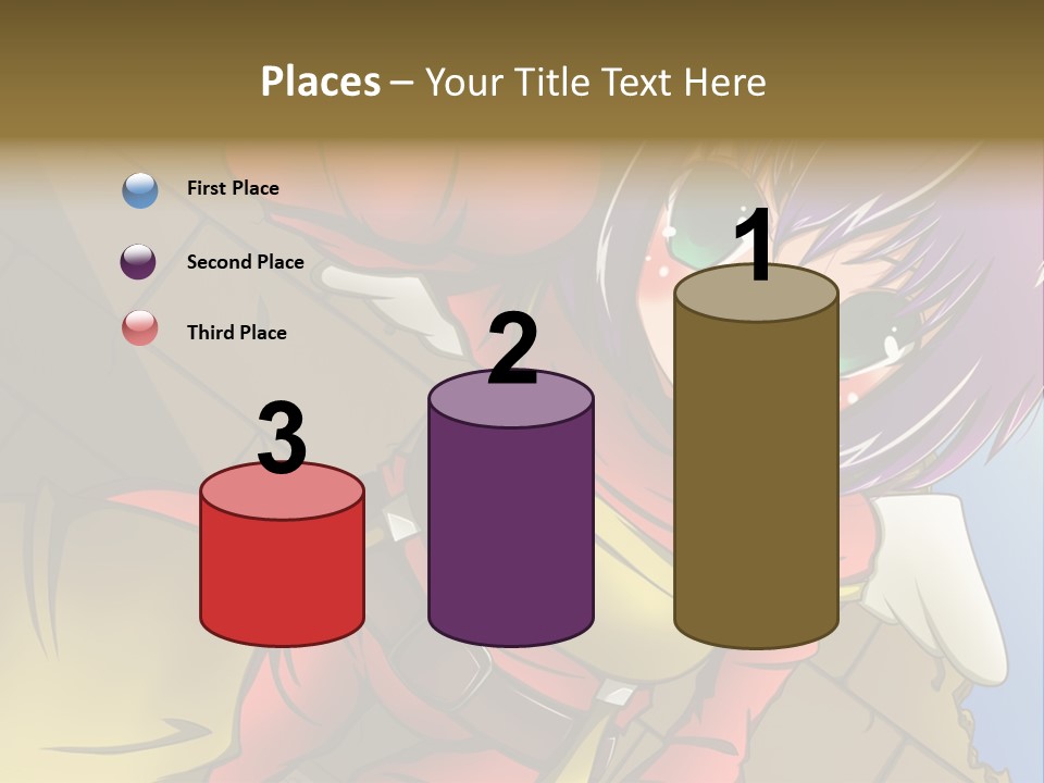 A Woman With Purple Hair And Green Eyes Is Standing In Front Of A Brick Wall PowerPoint Template