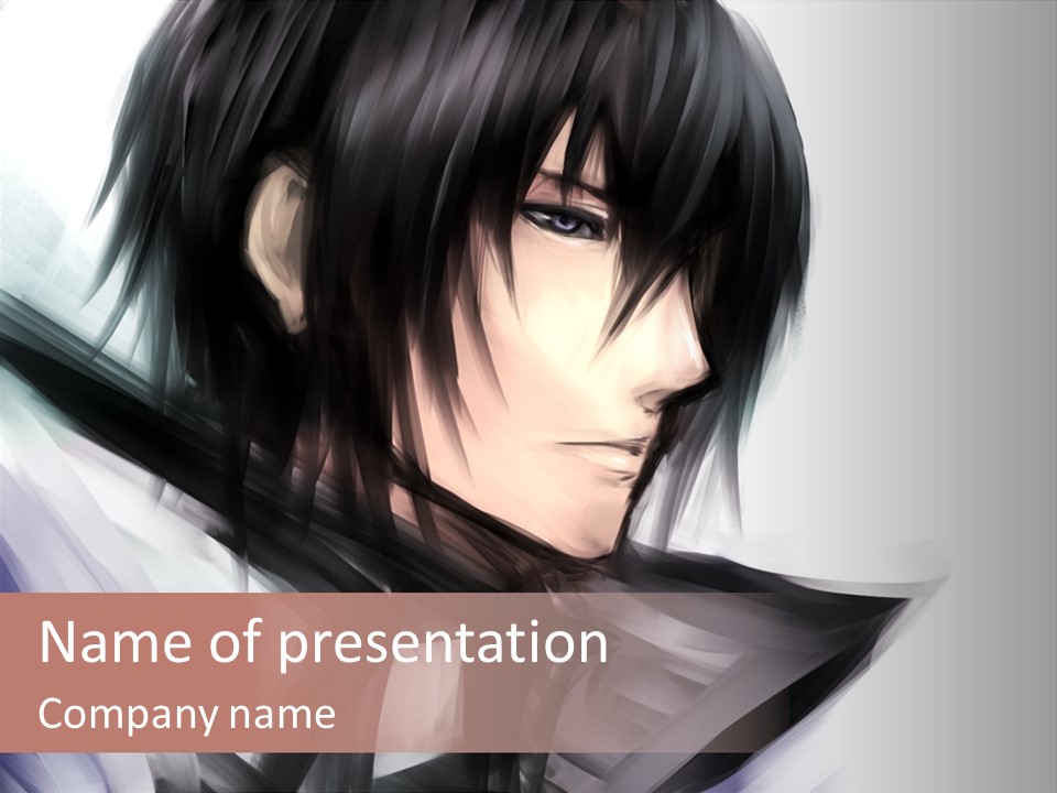 A Man With Black Hair And A Sword In His Hand PowerPoint Template