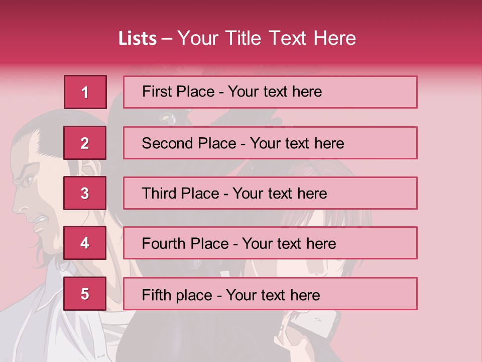 A Group Of Anime Characters Standing Next To Each Other PowerPoint Template