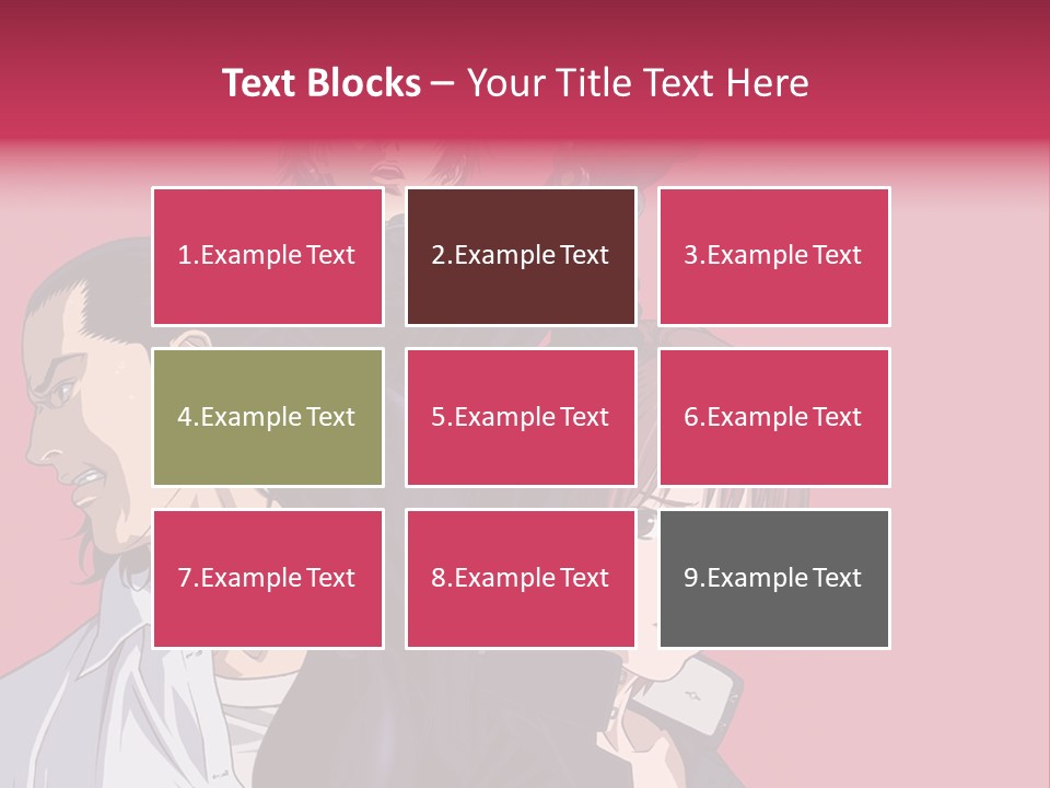 A Group Of Anime Characters Standing Next To Each Other PowerPoint Template